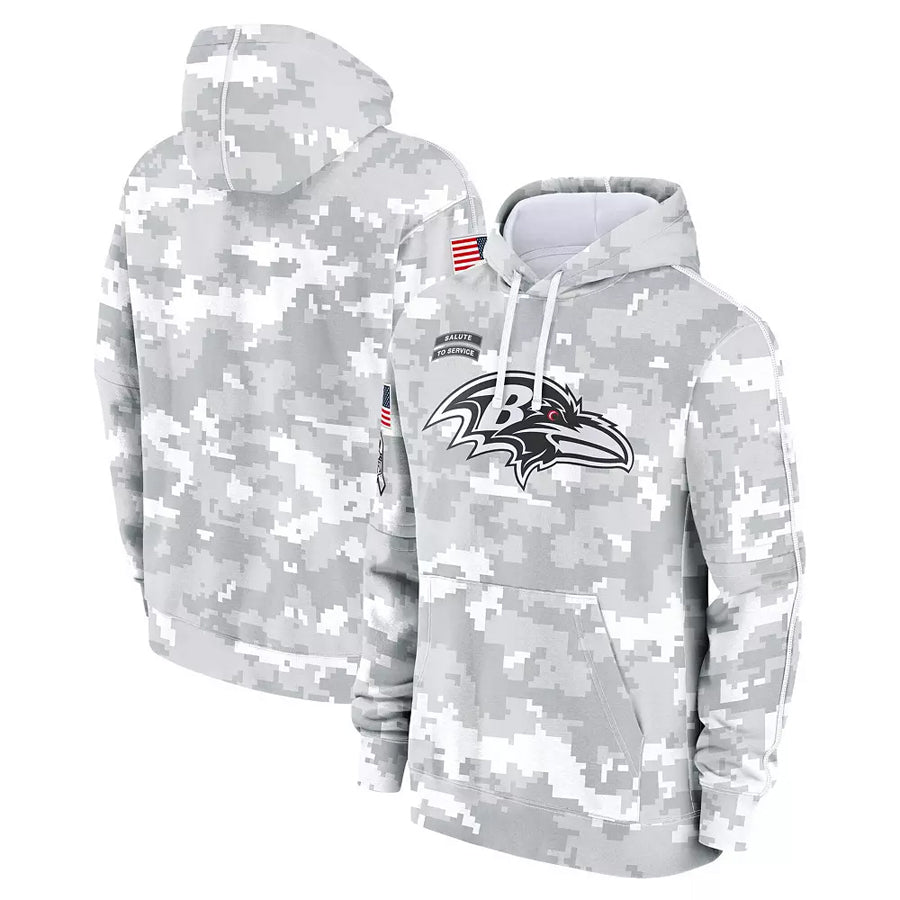 Yuxns Custom B.Ravens Player Military Hoodie Arctic Camo Salute To Service Stitched Jerseys