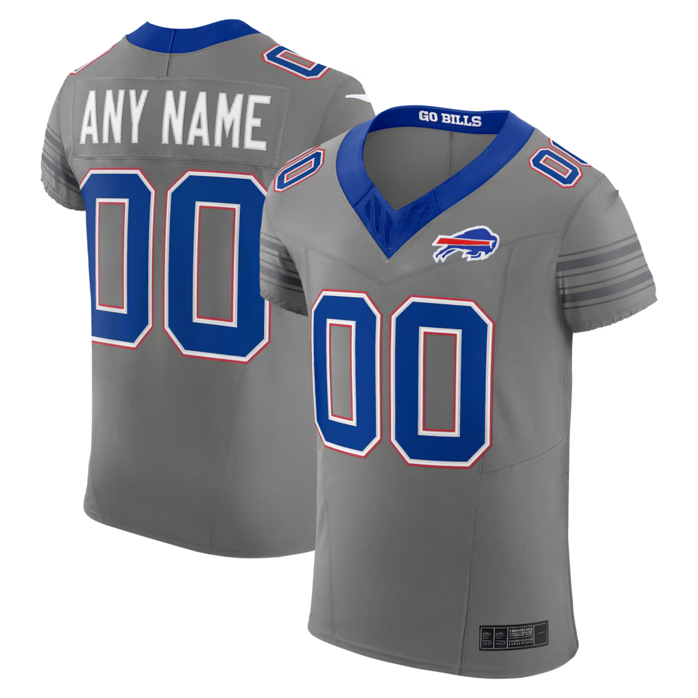 Yuxns Custom B.Bills Gray Nickel City Vapor F.U.S.E. Custom Elite Stitched Jerseys