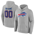 Yuxns Custom B.Bills Gray Team Authentic Personalized Name & Number Hoodie Stitched Jerseys