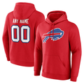 Yuxns Custom B.Bills Red Team Authentic Personalized Name & Number Hoodie Stitched Jerseys