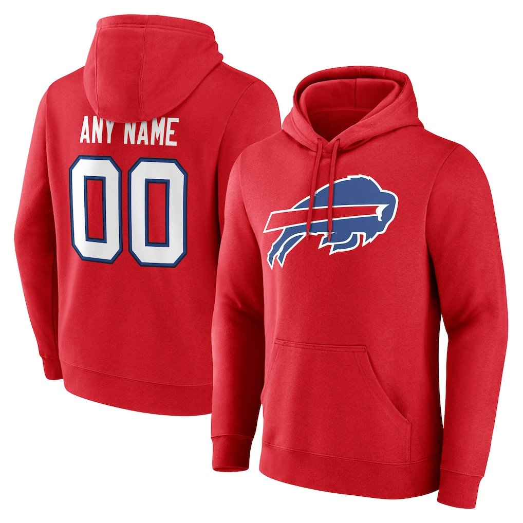 Yuxns Custom B.Bills Red Team Authentic Personalized Name & Number Hoodie Stitched Jerseys
