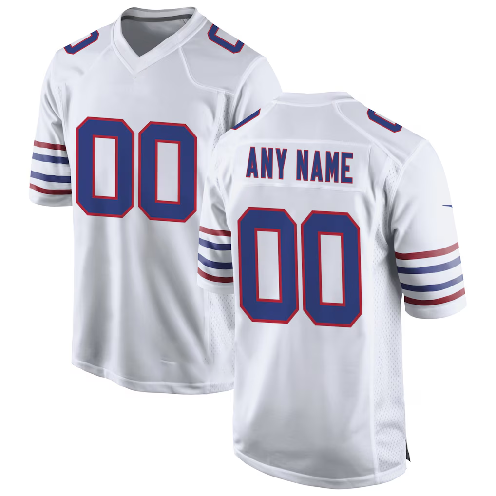 Yuxns Custom B.Bills White Alternate Game Stitched Jerseys