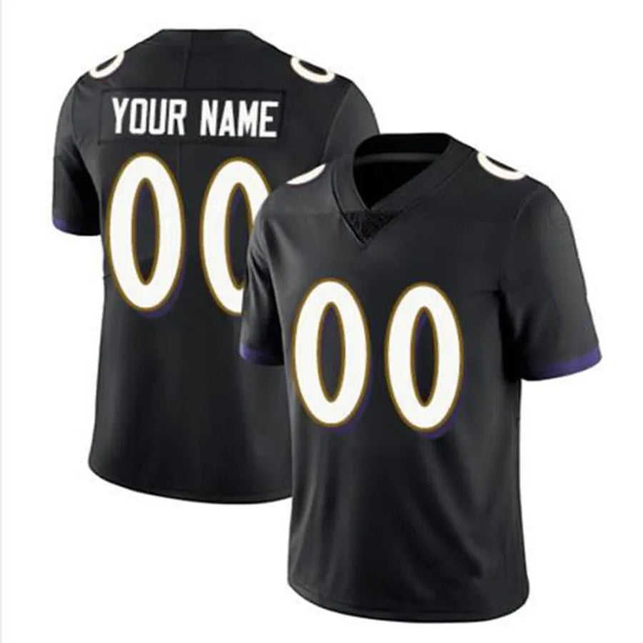 Yuxns Custom B.Ravens Black Replica Limited Game Stitched Jerseys