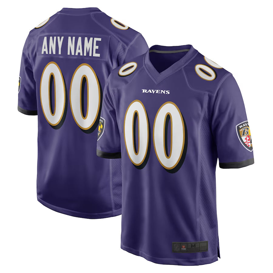 Yuxns Custom B.Ravens Purple Home Game Stitched Jerseys