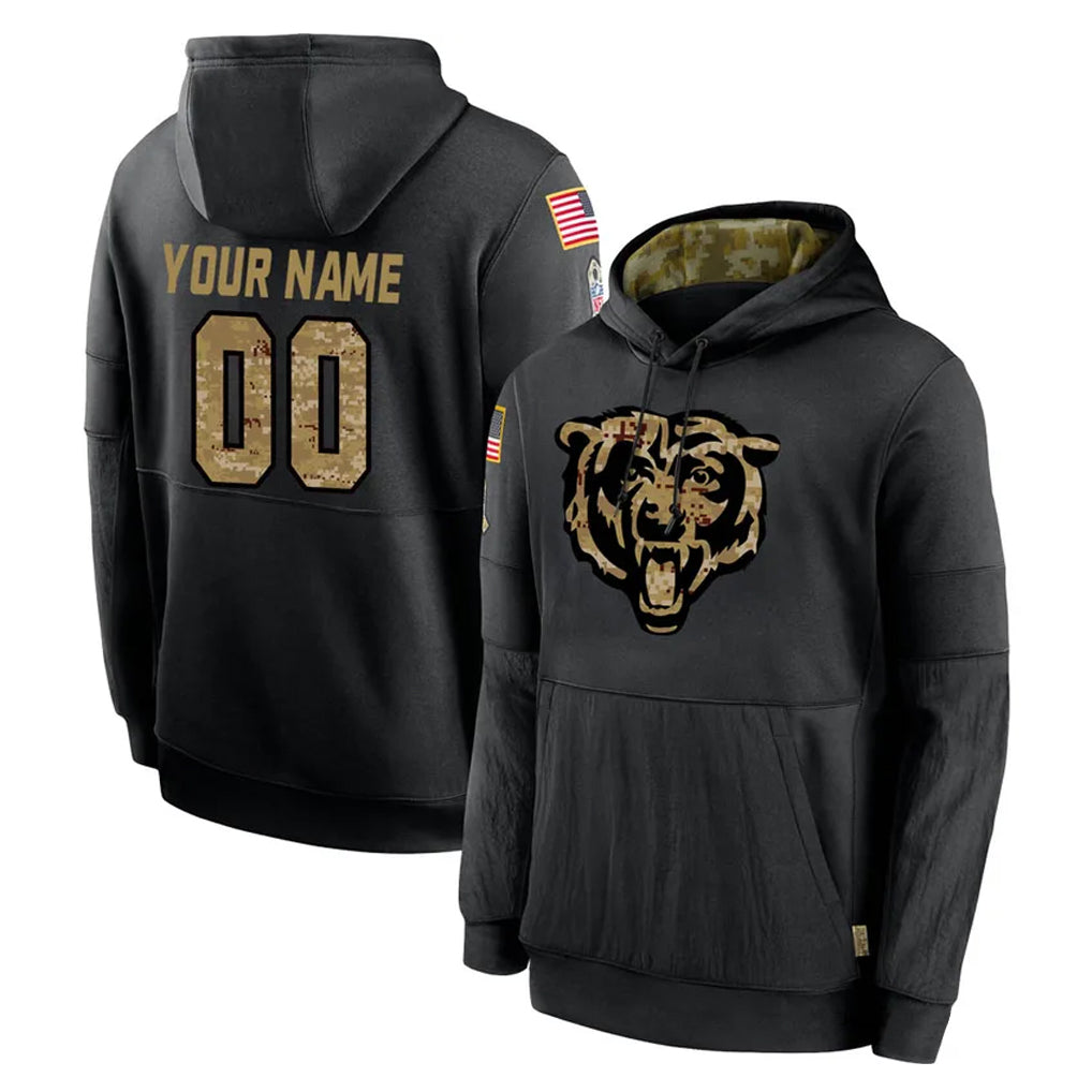 Yuxns Custom C.Bears Black Salute to Service Pullover Hoodies Limited Any Name & Numbers Stitched Jerseys