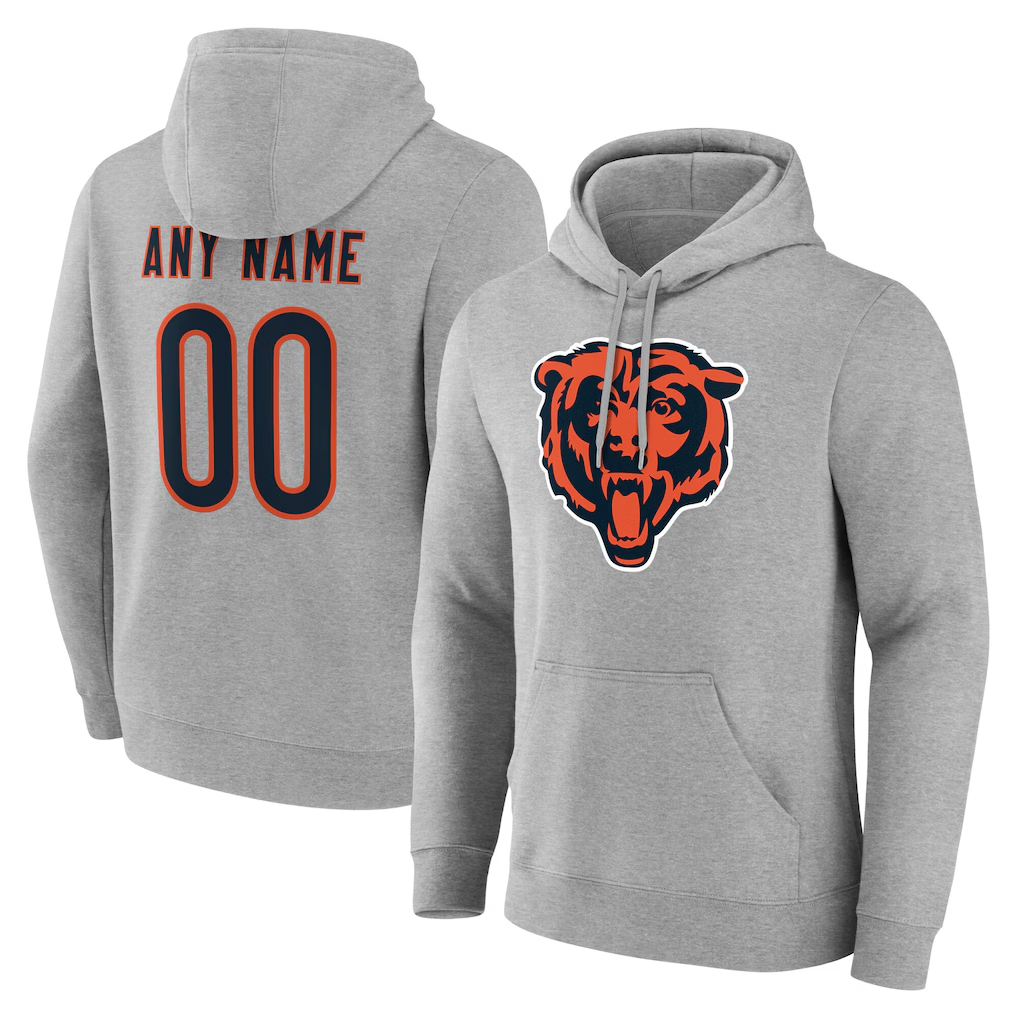 Yuxns Custom C.Bears Gray Team Authentic Personalized Name & Number Hoodie Stitched Jerseys