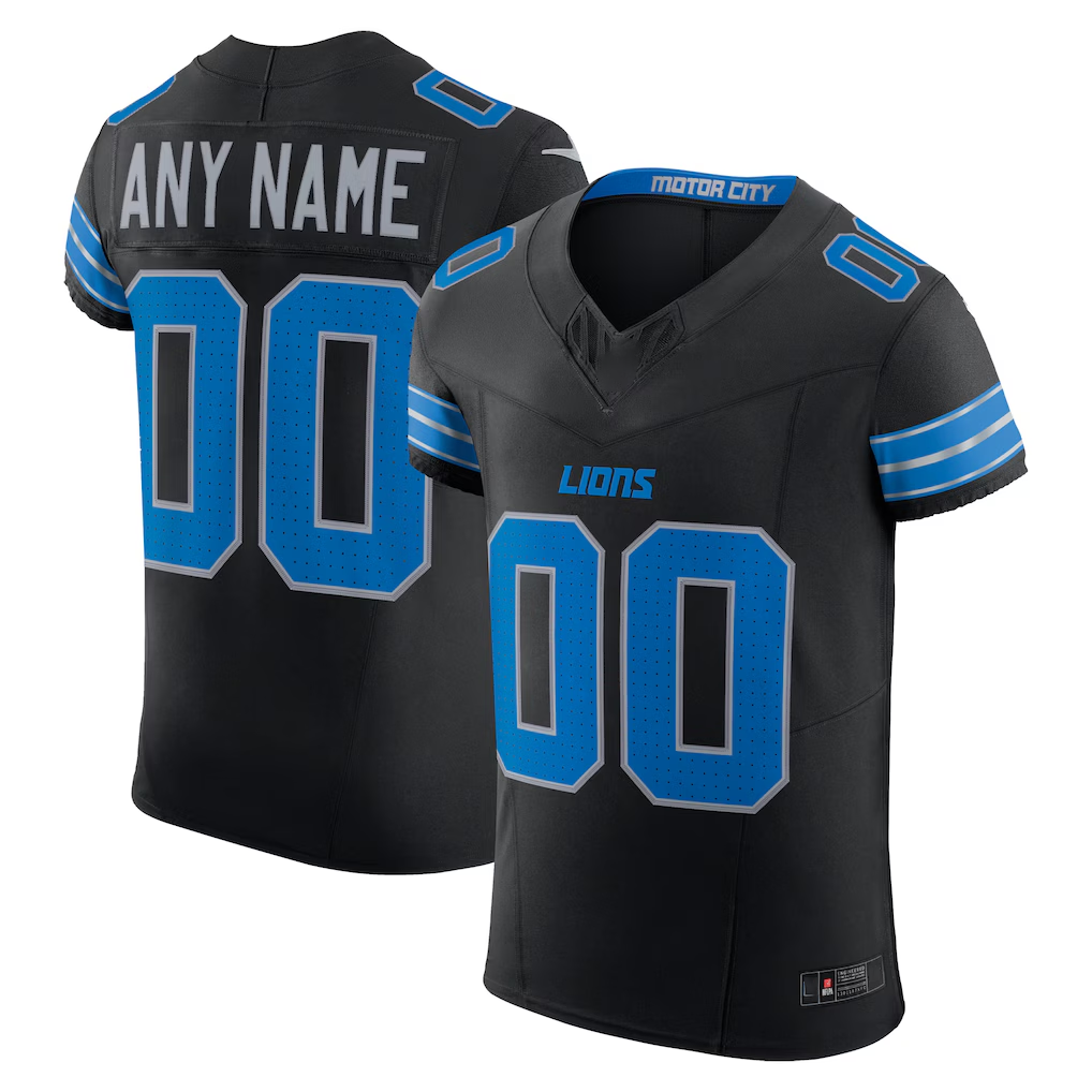 Yuxns Custom D.Lions Black Alternate Vapor F.U.S.E. Elite Stitched Jerseys