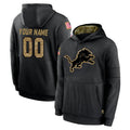 Yuxns Custom D.Lions Black Salute to Service Hoodies Limited Game Any Name & Numbers Stitched Jerseys
