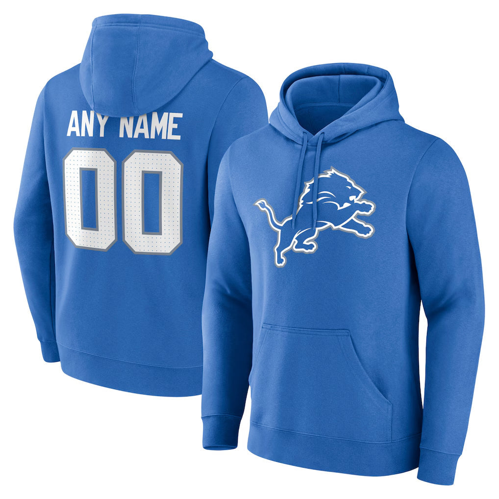 Yuxns Custom D.Lions Blue Pullover Hoodies Limited Any Name & Numbers Stitched Jerseys