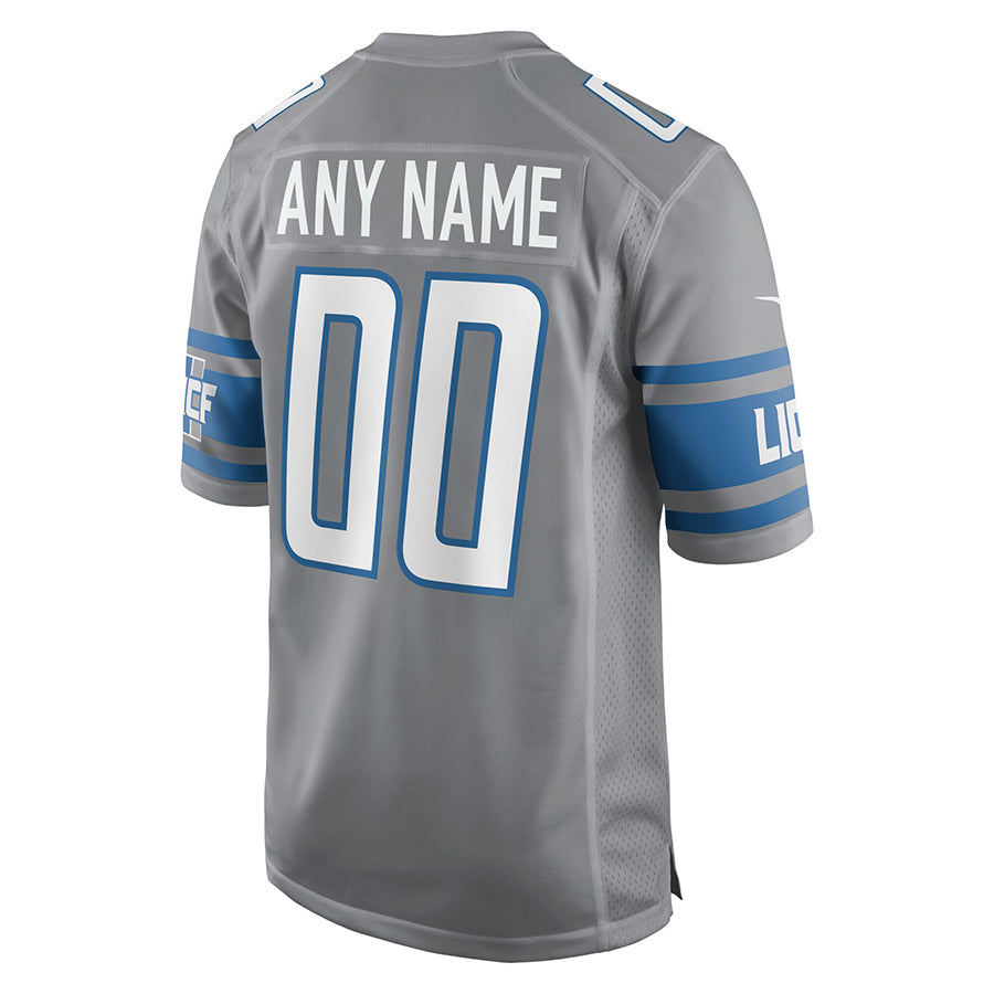 Yuxns Custom D.Lions Gray Replica Game Stitched Jerseys