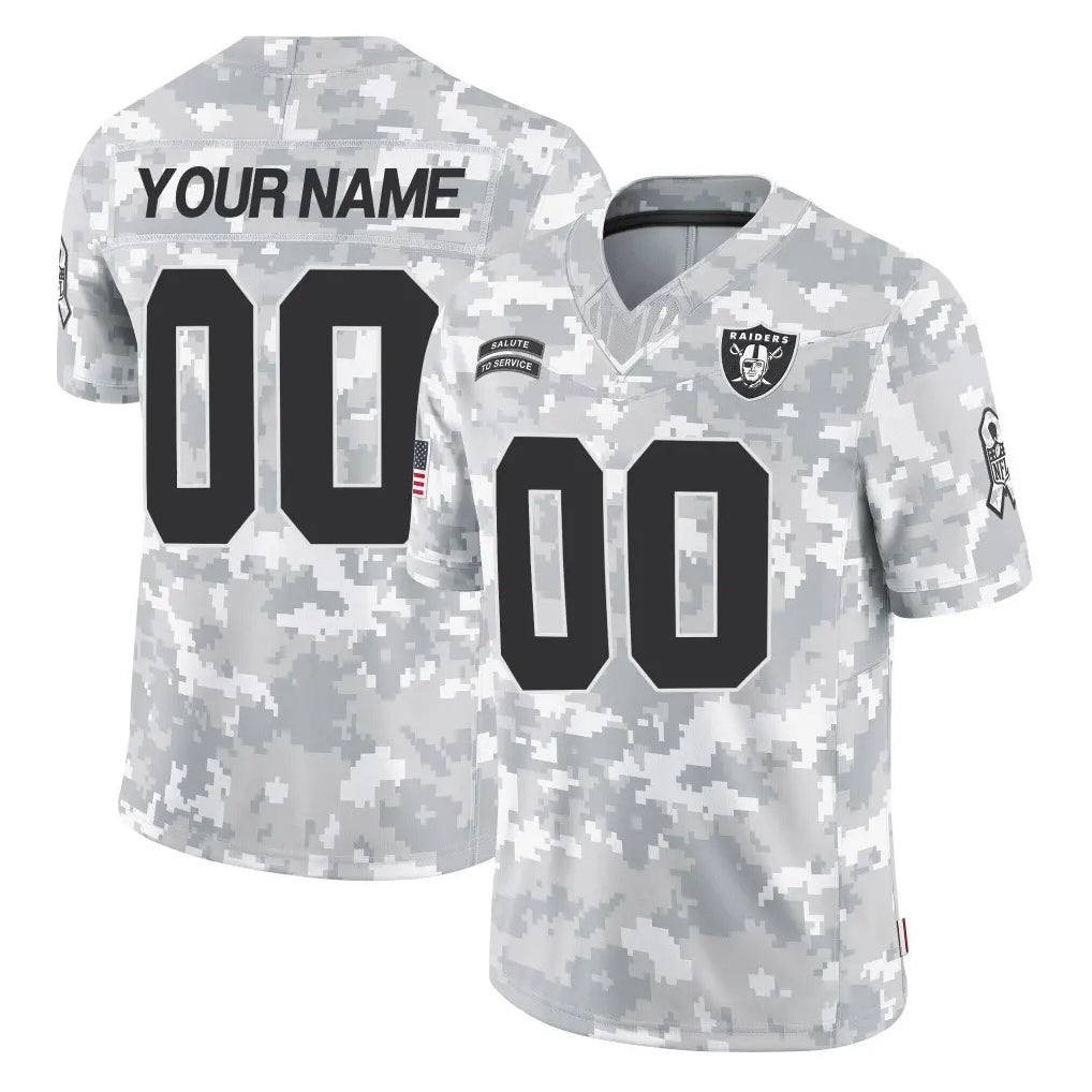 Yuxns Custom LV.Raiders Arctic Camo Salute To Service Limited Game Any Name & Numbers Stitched Jerseys