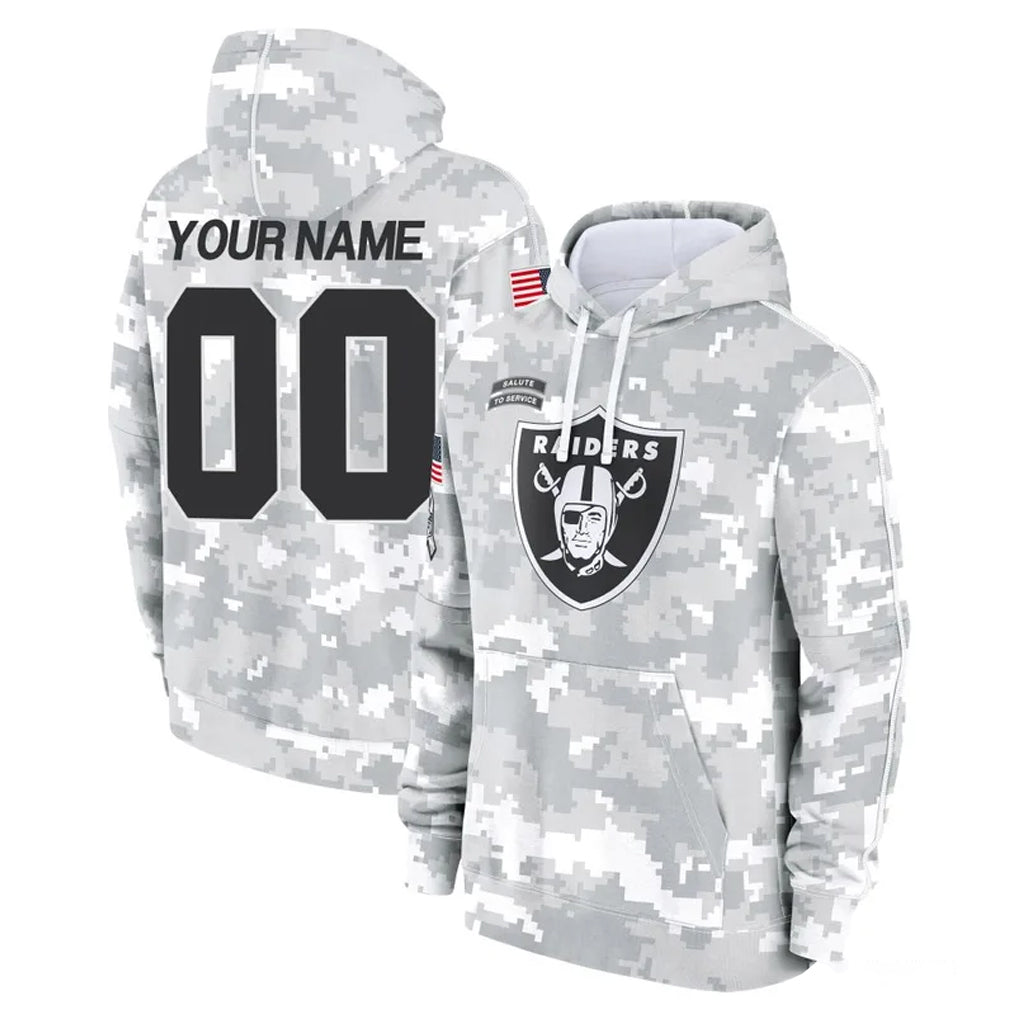 Yuxns Custom LV.Raiders Arctic Camo Salute to Service Hoodies Limited Game Any Name & Numbers Stitched Jerseys