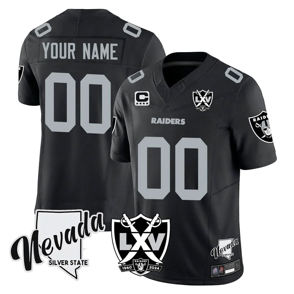 Yuxns Custom LV.Raiders Black 65th Anniversary Vapor Limited Home Game Any Name & Numbers Stitched Jerseys