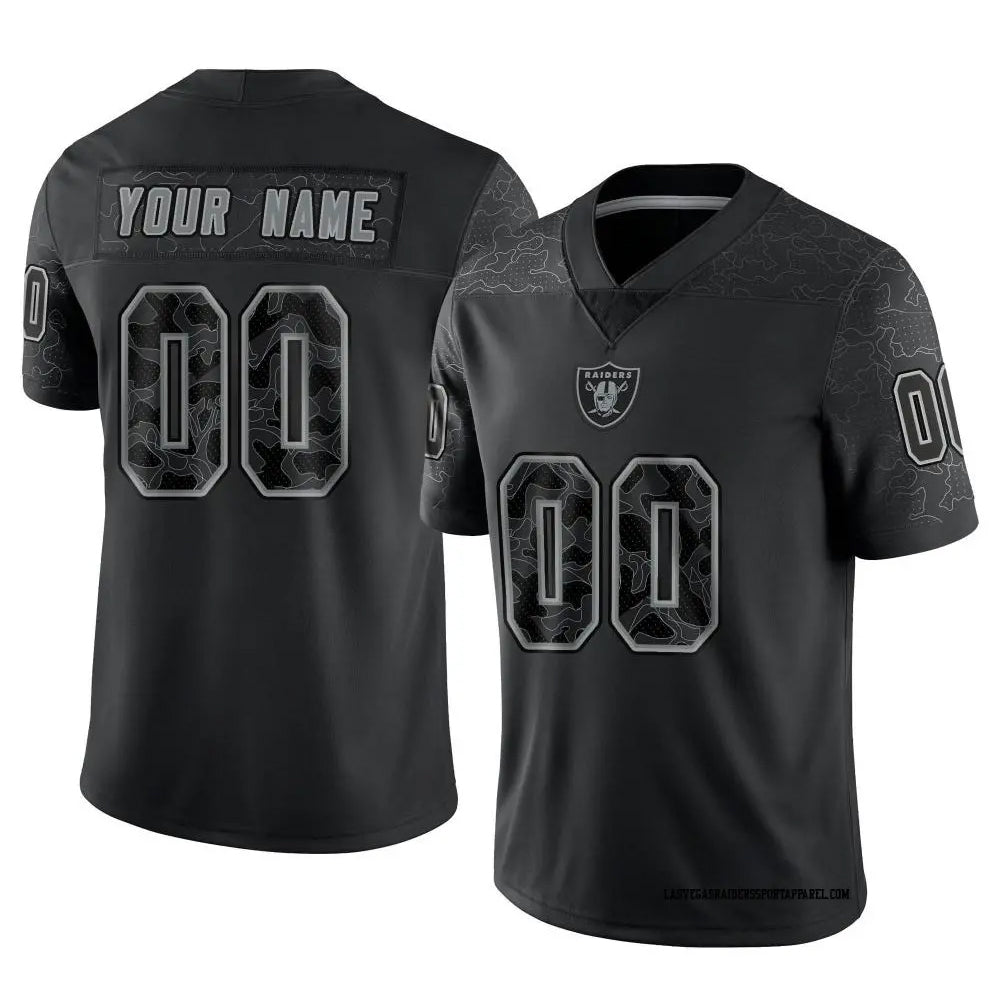 Yuxns Custom LV.Raiders Black RFLCTV Limited Stitched Jerseys
