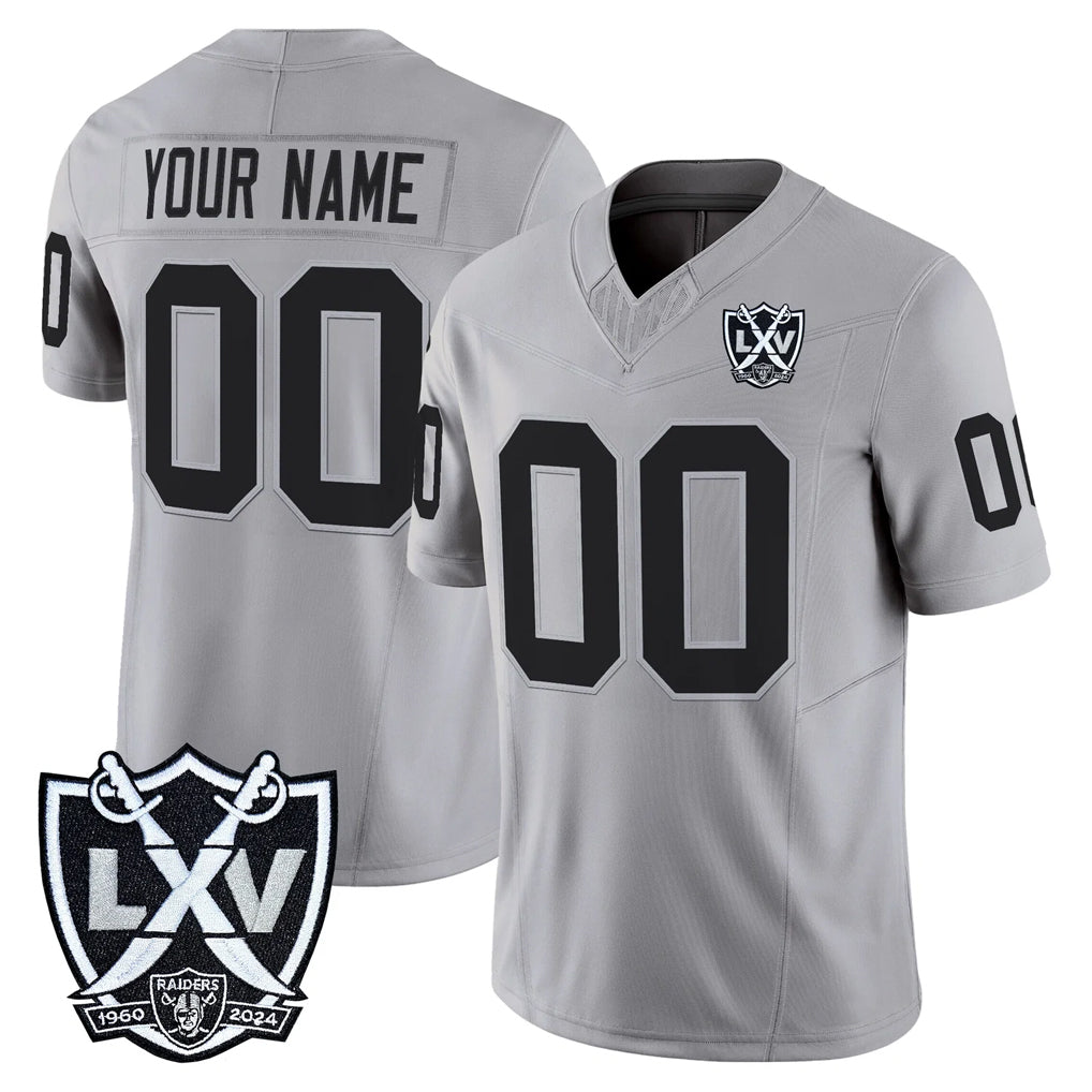Yuxns Custom LV.Raiders Gray 2026 Vapor Limited Home Game Any Name & Numbers Stitched Jerseys