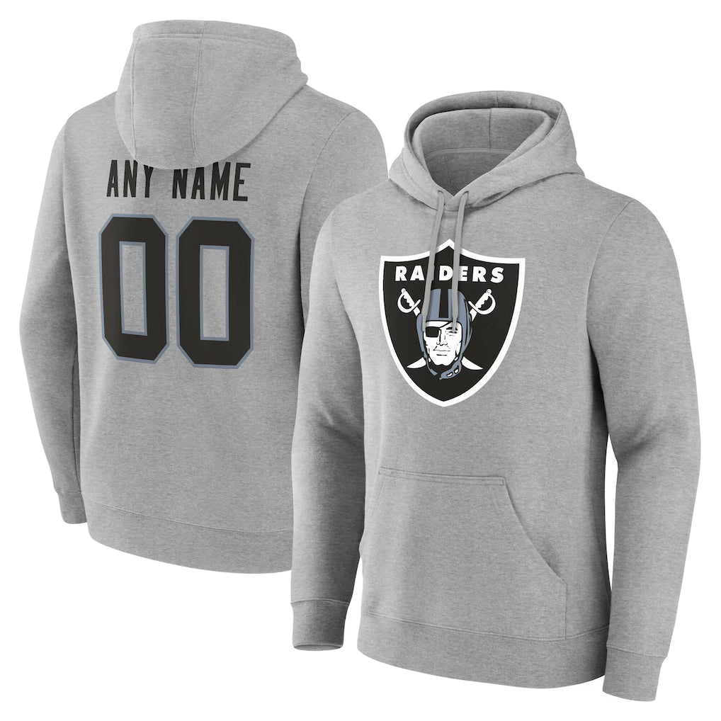 Yuxns Custom LV.Raiders Gray LOGO Pullover Hoodies Home Game Any Name & Numbers Stitched Jerseys