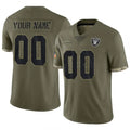 Yuxns Custom LV.Raiders  Salute To Service Olive Stitched Jerseys