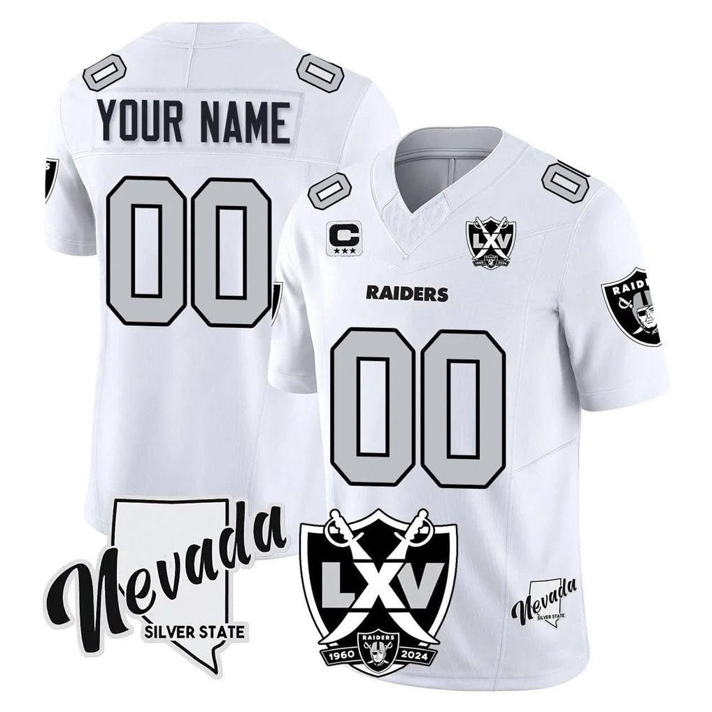 Yuxns Custom LV.Raiders White 2026 Vapor Limited 65th Anniversary Home Game Any Name & Numbers Stitched Jerseys