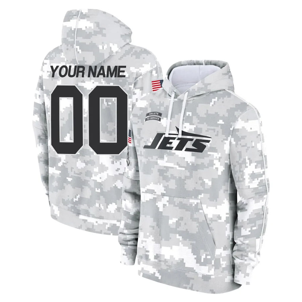 Yuxns Custom NY.Jets Arctic Camo Salute to Service Pullover Hoodies Limited Game Any Name & Numbers Stitched Jerseys