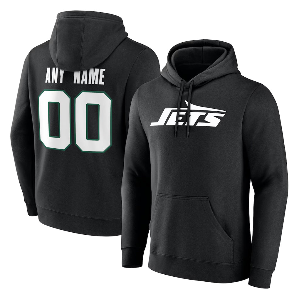 Yuxns Custom NY.Jets Black LOGO Pullover Hoodies Limited Game Any Name & Numbers Stitched Jerseys