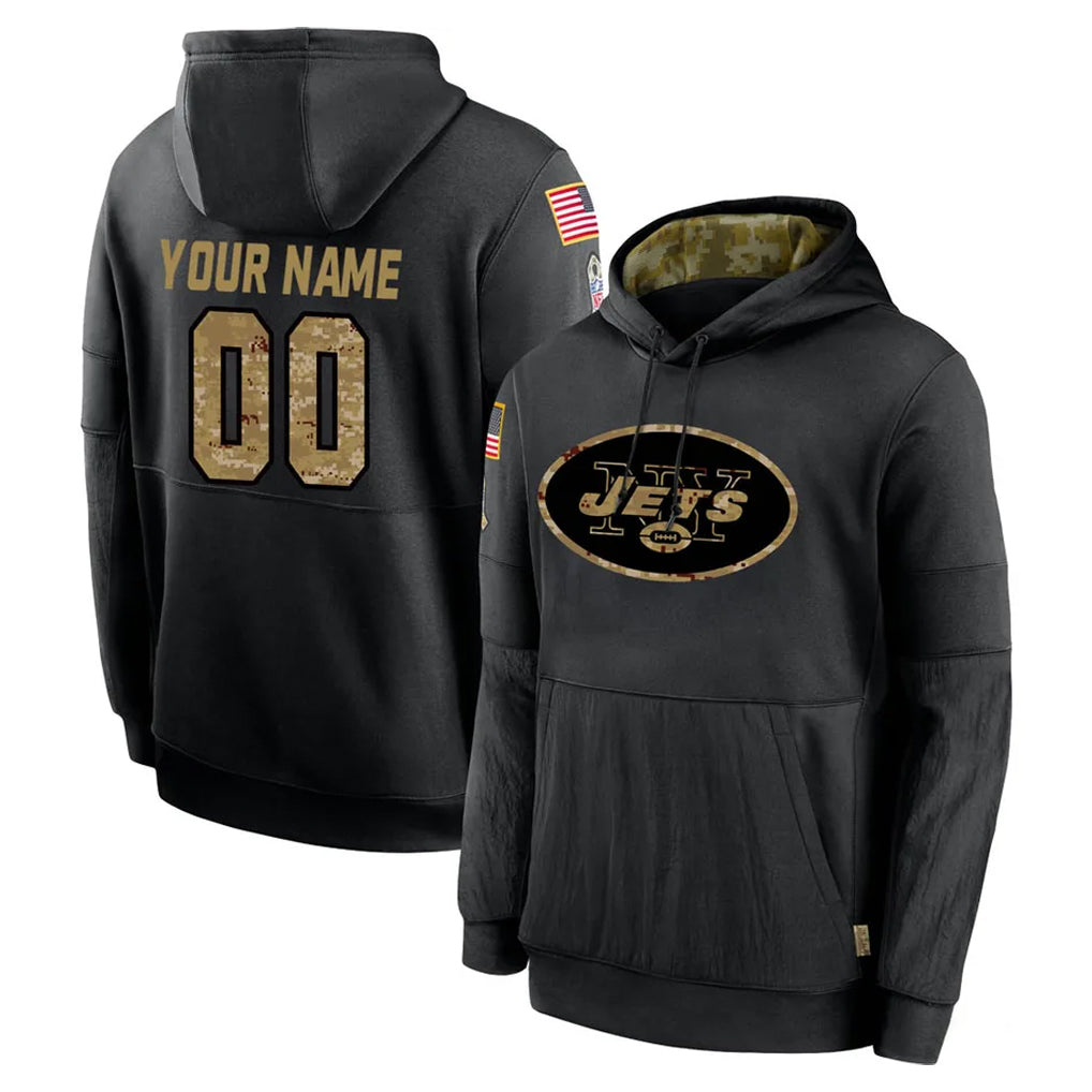 Yuxns Custom NY.Jets Black Salute to Service Hoodies Limited Game Any Name & Numbers Stitched Jerseys