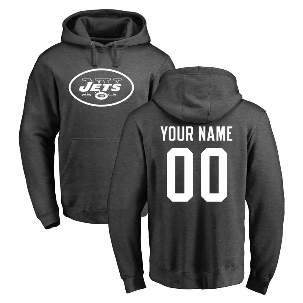 Yuxns Custom NY.Jets Gray Pullover Hoodies Limited Game Any Name & Numbers Stitched Jerseys