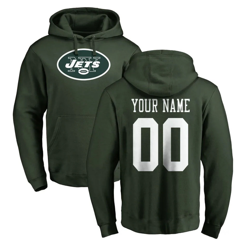 Yuxns Custom NY.Jets Green LOGO Pullover Hoodies Limited Game Any Name & Numbers Stitched Jerseys