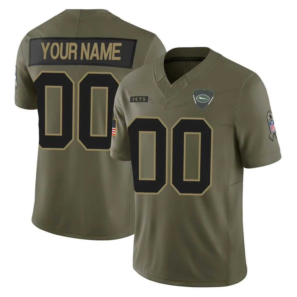 Yuxns Custom NY.Jets Olive 2025 Salute To Service Limited Any Name & Numbers Stitched Jerseys