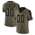 Yuxns Custom NY.Jets Olive Salute To Service Limited Game Any Name & Numbers Stitched Jerseys