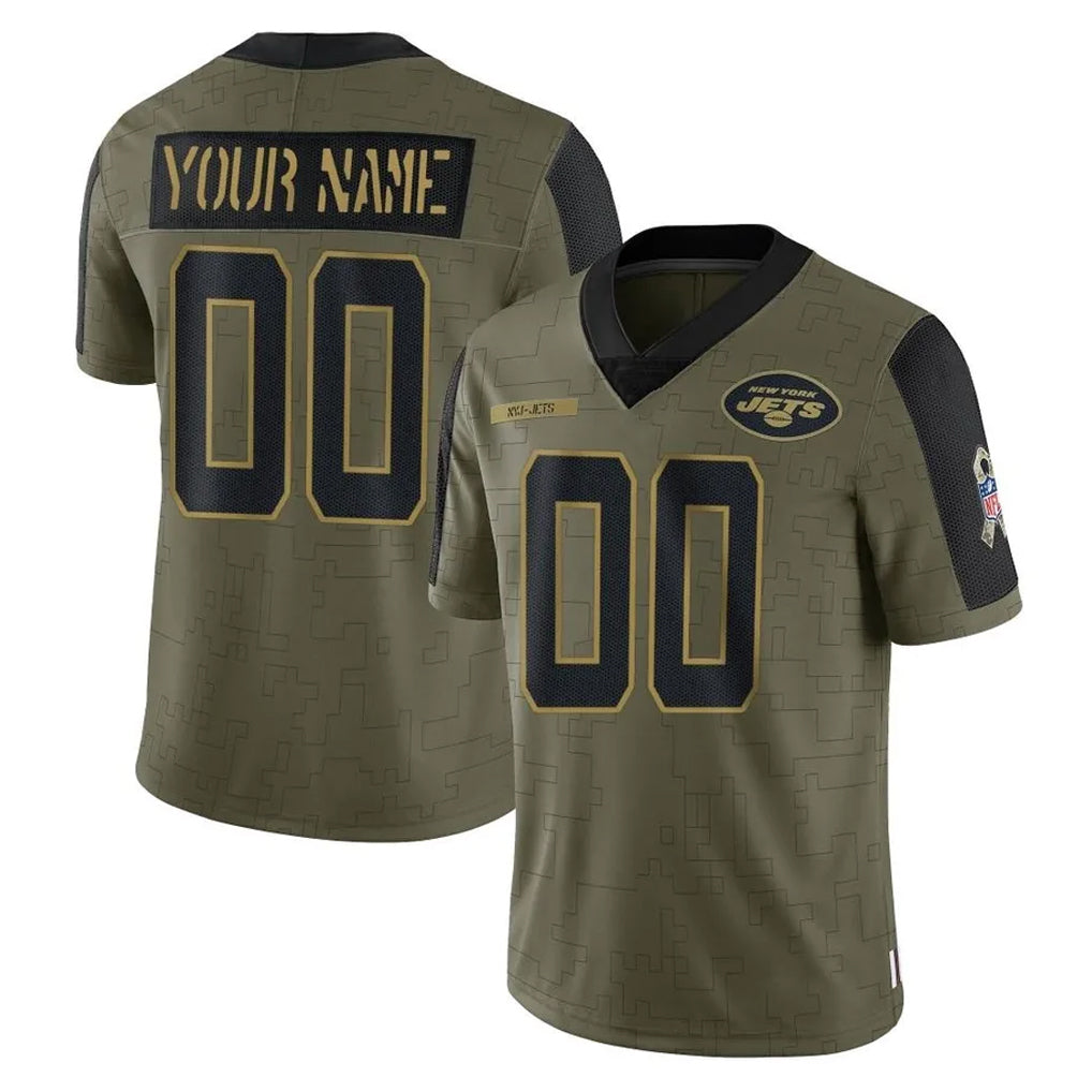 Yuxns Custom NY.Jets Olive Salute To Service Limited Game Any Name & Numbers Stitched Jerseys