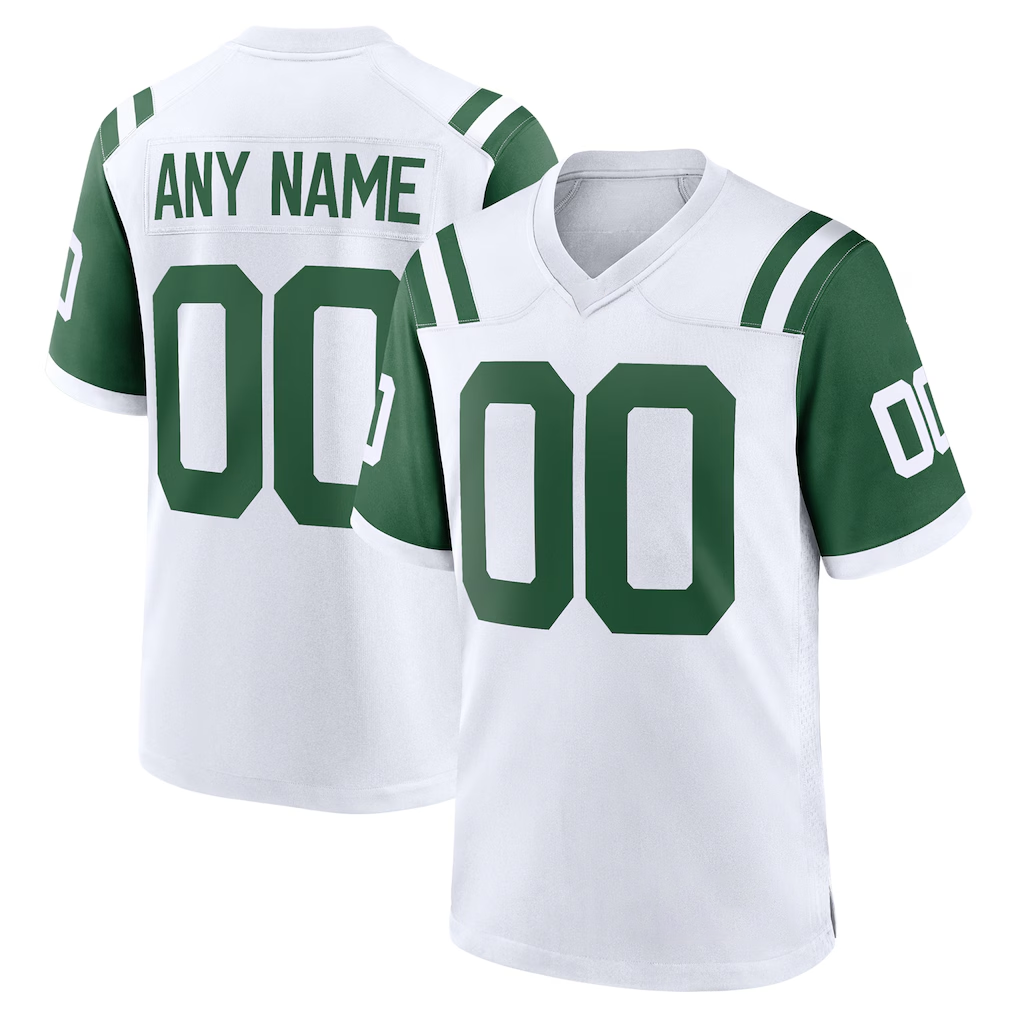 Yuxns Custom NY.Jets White Classic Alternate Replica Stitched Jerseys