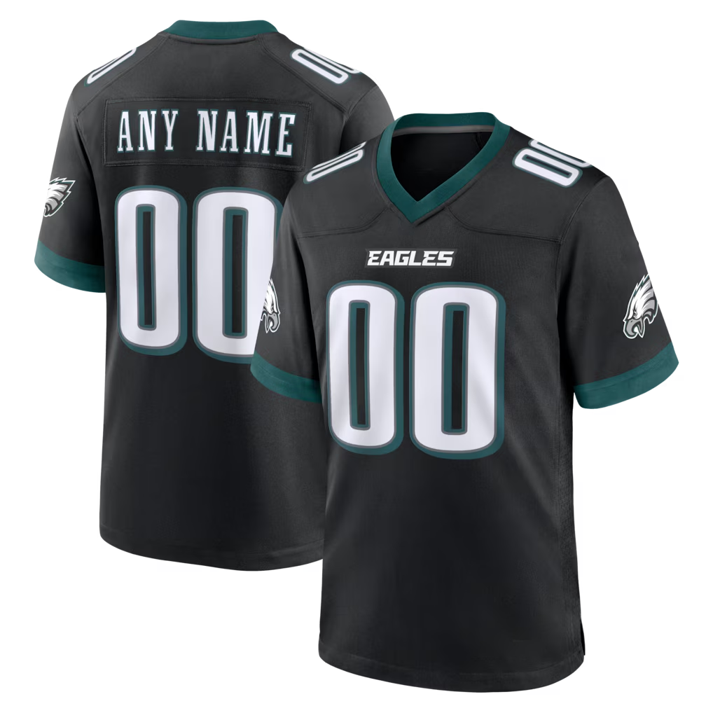 Yuxns Custom P.Eagles Black Alternate Game Stitched Jerseys