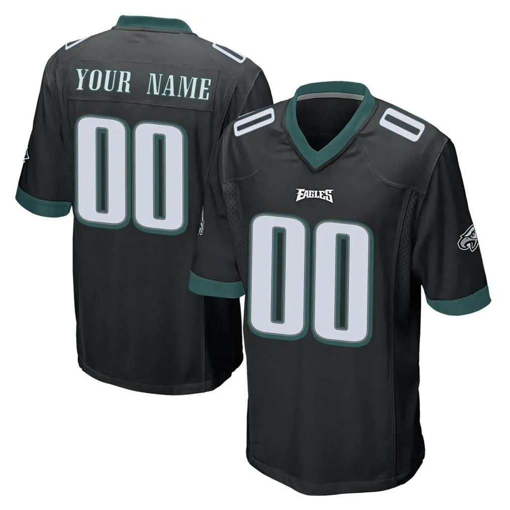 Yuxns Custom P.Eagles Black Home Game Any Name & Numbers Stitched Jerseys