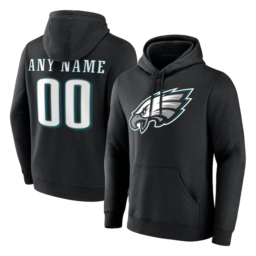 Yuxns Custom P.Eagles Black LOGO Pullover Hoodies Home Game Any Name & Numbers Stitched Jerseys