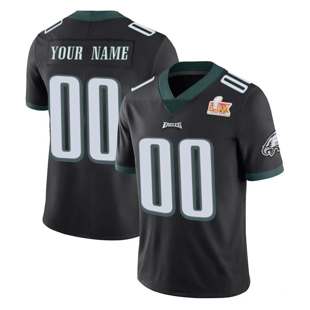 Yuxns Custom P.Eagles Black Limited Vapor Untouchable Super Bowl LIX Home Game Any Name & Numbers Stitched Jerseys