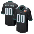Yuxns Custom P.Eagles Black Super Bowl LIX Home Game Any Name & Numbers Stitched Jerseys