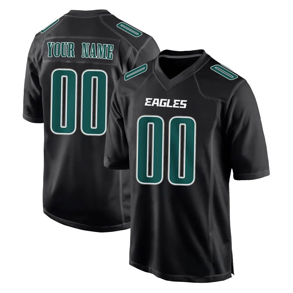 Yuxns Custom P.Eagles Carbon Black Fashion Home Game Any Name & Numbers Stitched Jerseys