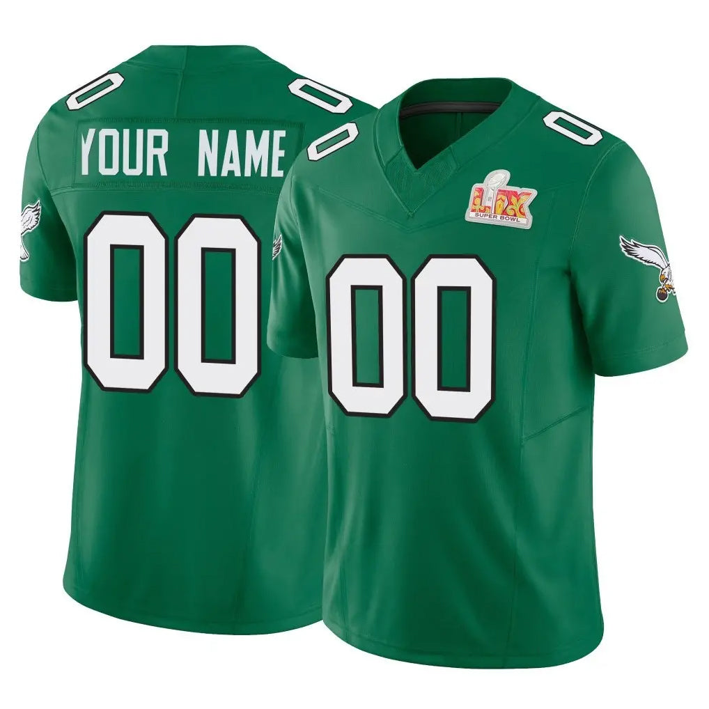 Yuxns Custom P.Eagles Green Kelly Alternate Vapor F.U.S.E. Super Bowl LIX Home Game Any Name & Numbers Stitched Jerseys