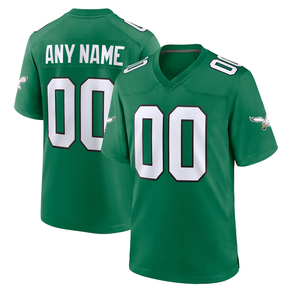 Yuxns Custom P.Eagles Kelly Green Alternate Stitched Jerseys