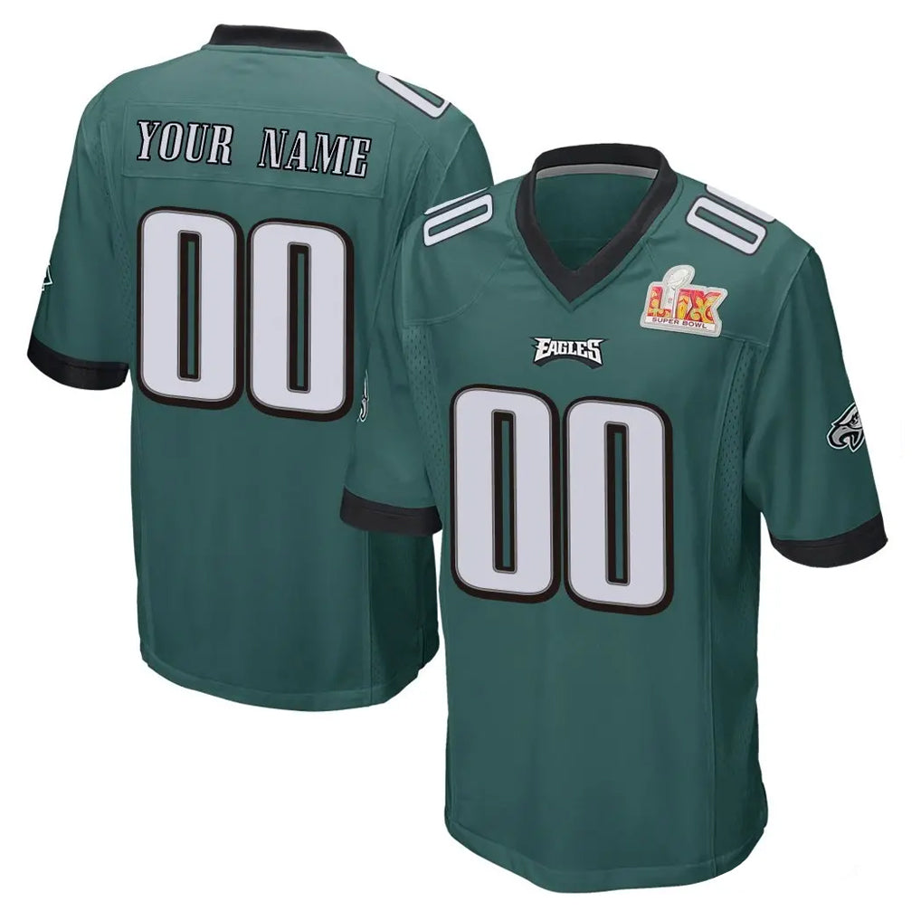 Yuxns Custom P.Eagles Team Color Green Super Bowl LIX Home Game Any Name & Numbers Stitched Jerseys