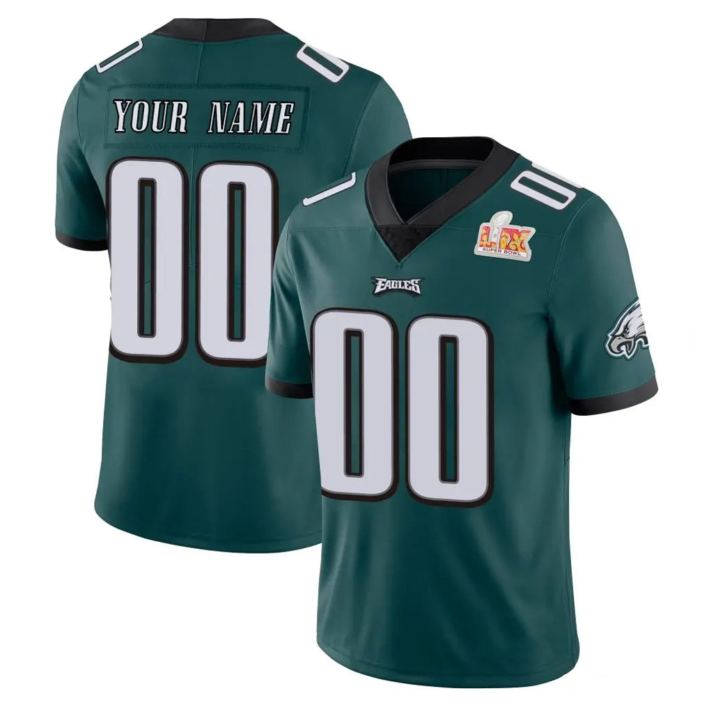 Yuxns Custom P.Eagles Team Color Green Vapor Untouchable Super Bowl LIX Home Game Any Name & Numbers Stitched Jerseys