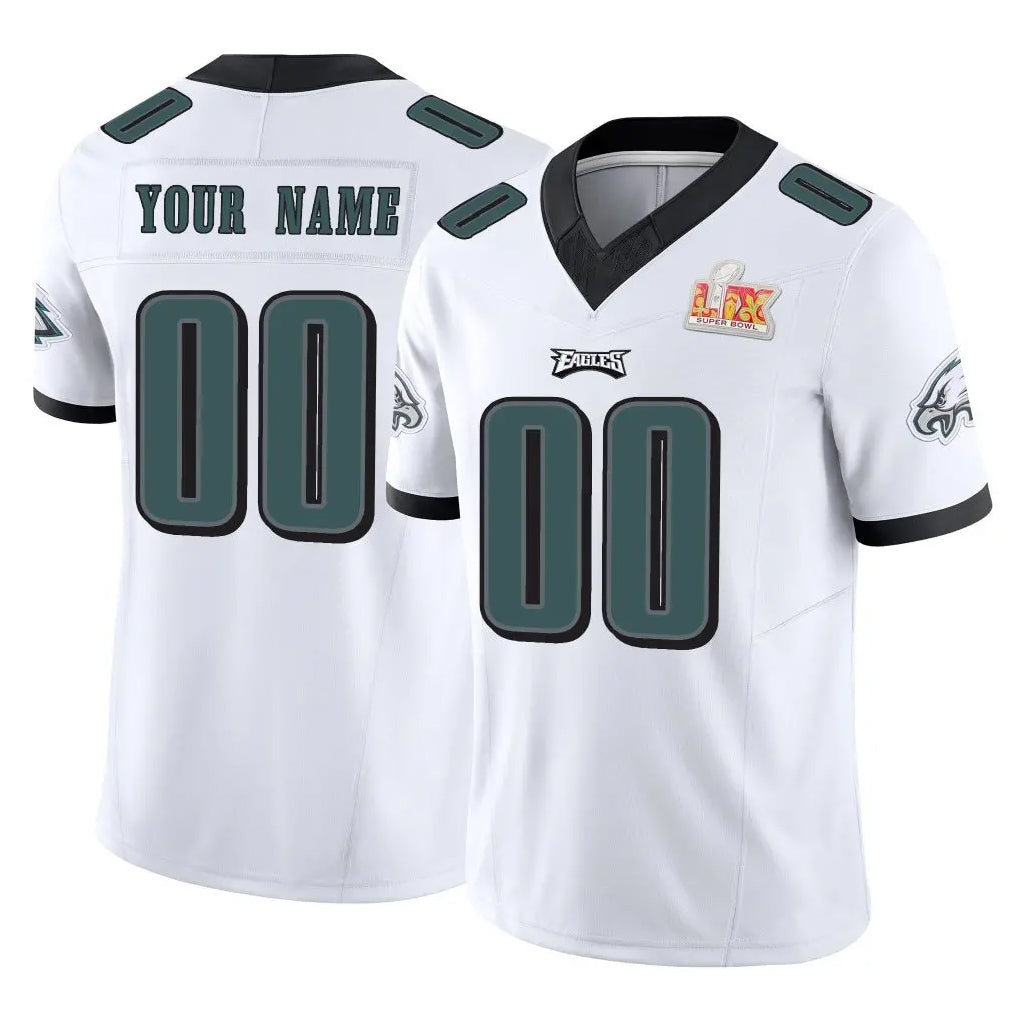 Yuxns Custom P.Eagles White Limited Vapor F.U.S.E. Super Bowl LIX Home Game Any Name & Numbers Stitched Jerseys