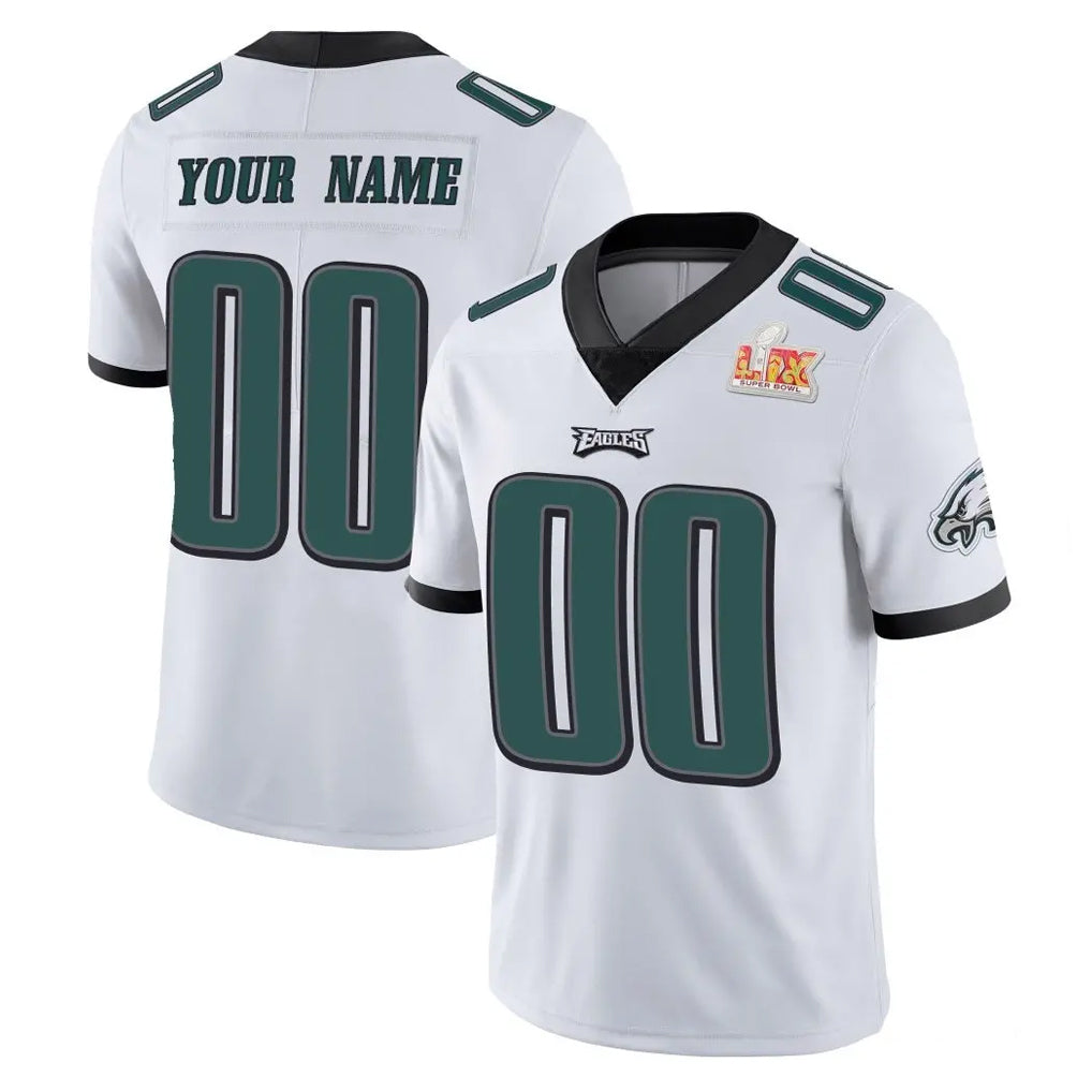 Yuxns Custom P.Eagles White Limited Vapor Untouchable Super Bowl LIX Home Game Any Name & Numbers Stitched Jerseys