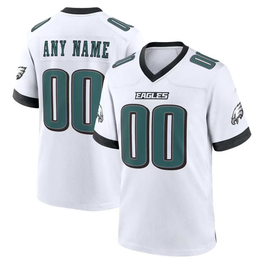 Yuxns Custom P.Eagles White White Game Stitched Jerseys
