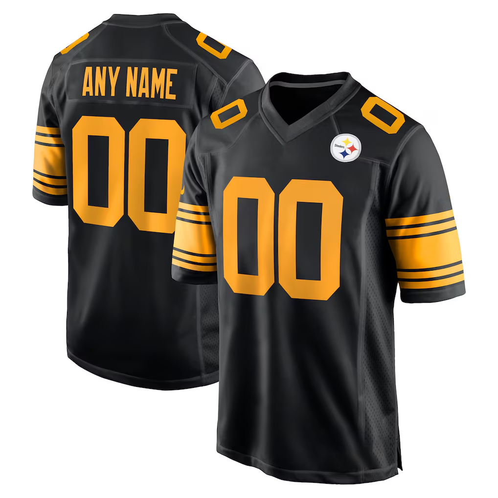 Yuxns Custom P.Steelers Black Alternate Game Stitched Jerseys