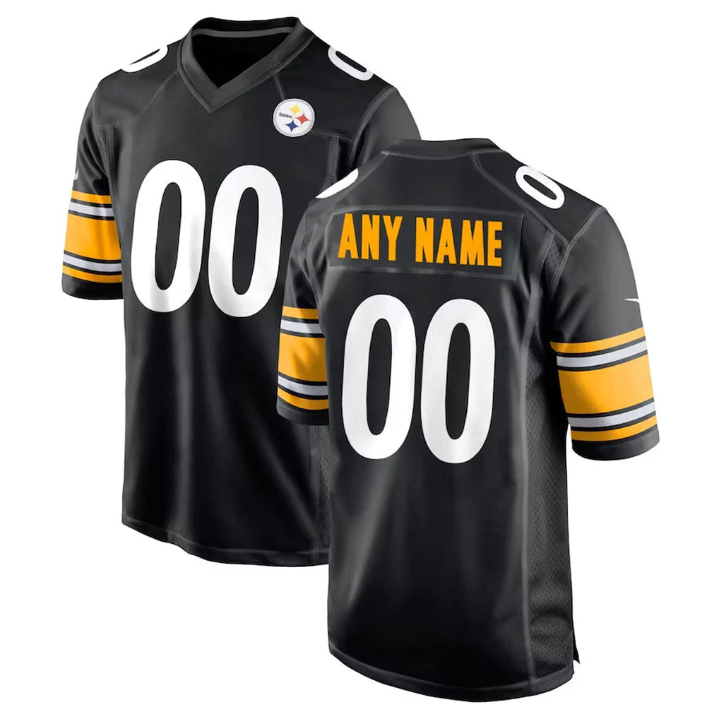 Yuxns Custom P.Steelers Black Home Game Any Name & Numbers Stitched Jerseys