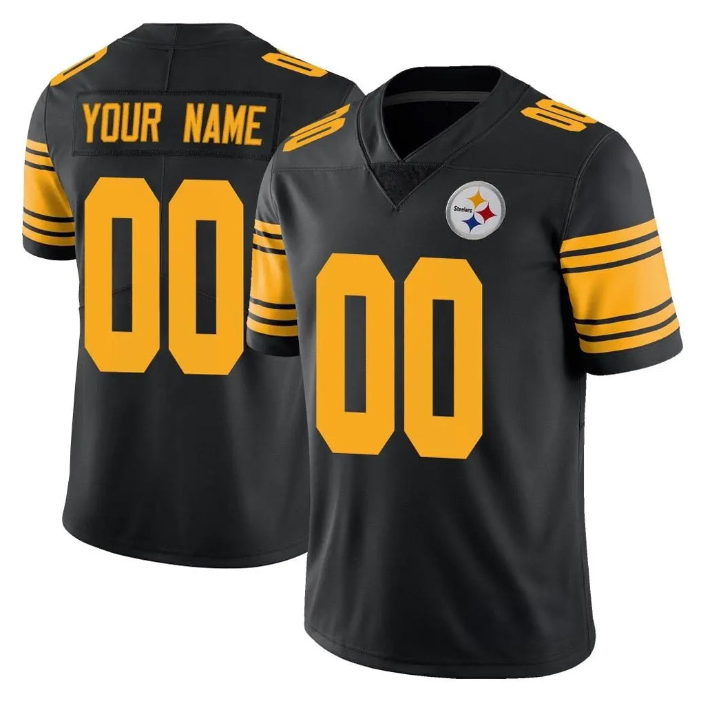 Yuxns Custom P.Steelers Black Limited Color Rush Home Game Any Name & Numbers Stitched Jerseys
