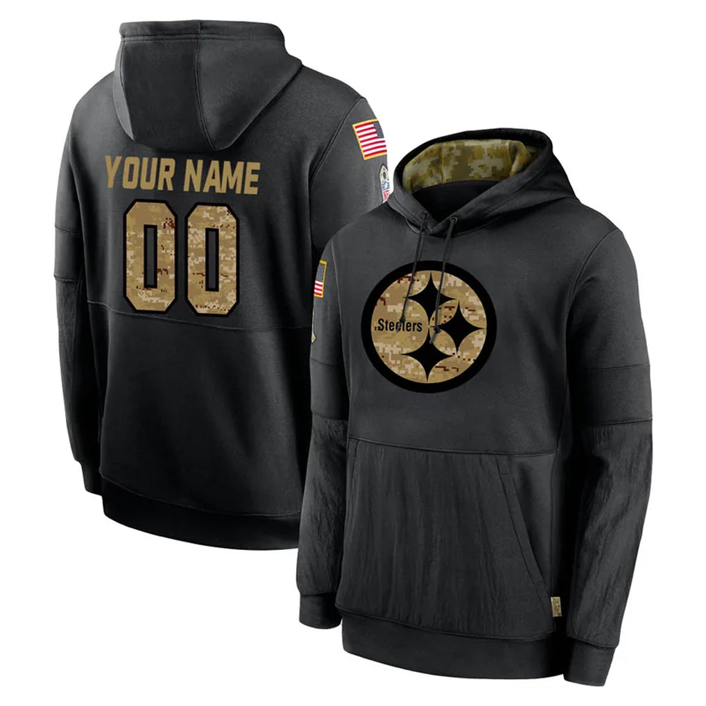 Yuxns Custom P.Steelers Black Salute to Service Hoodies Limited Game Any Name & Numbers Stitched Jerseys