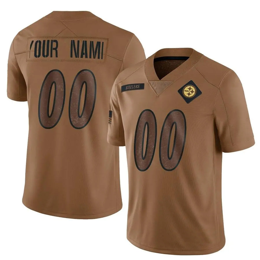 Yuxns Custom P.Steelers Brown Salute To Service Limited Stitched Jerseys