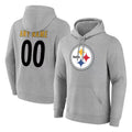 Yuxns Custom P.Steelers Gray LOGO Pullover Hoodies Limited Any Name & Numbers Stitched Jerseys